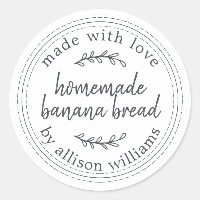 Adesivo Branca Preta-Pão-de-Banana Caseira Russa (Frente)