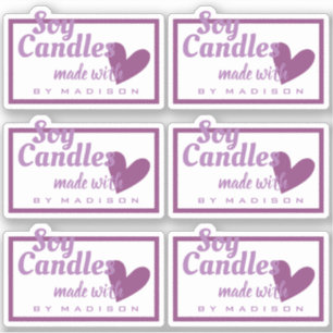 Adesivo Branca Roxa Elegante Feita com Velas de Coração de