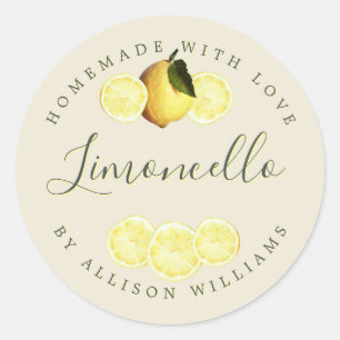 Adesivo Branco Antiquado de Limoncello Caseiro Personaliza