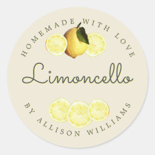 Adesivo Branco Antiquado de Limoncello Caseiro Personaliza