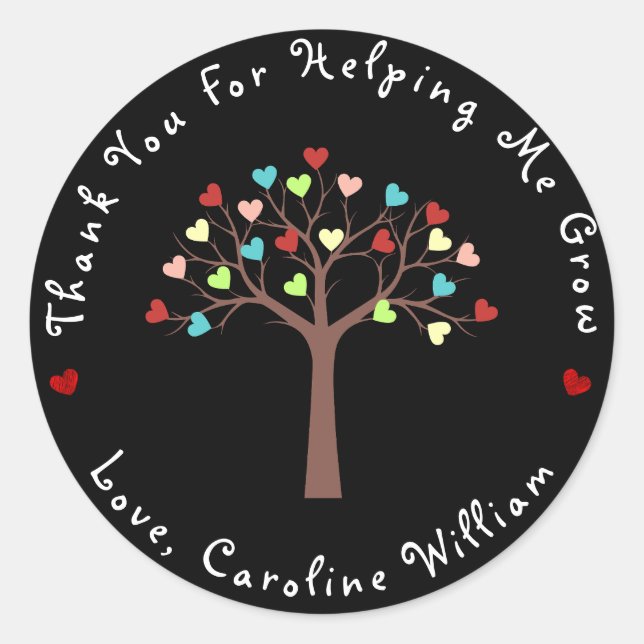 Adesivo Branco | Árvore Coração Bonita Obrigado (Frente)
