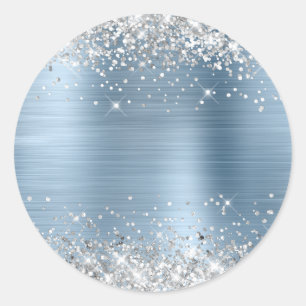 Adesivo Branco Azul Claro Metálico Brilho Prata