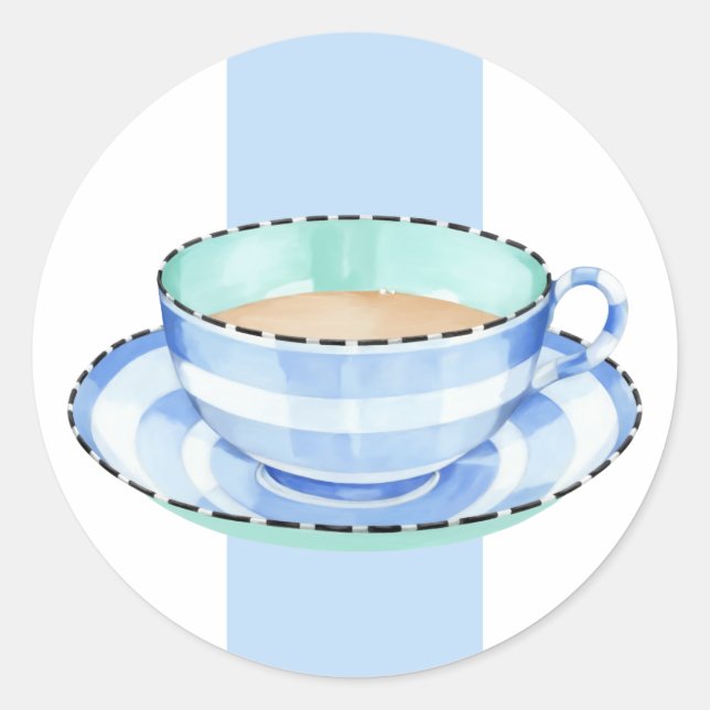 Adesivo branco azul de Teacup Azul (Frente)