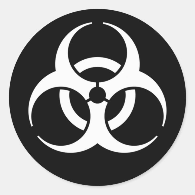 Adesivo branco bioperigoso em preto (Frente)