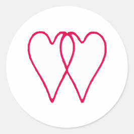 Adesivo Branco de 2 corações junto os presentes de Zazzle