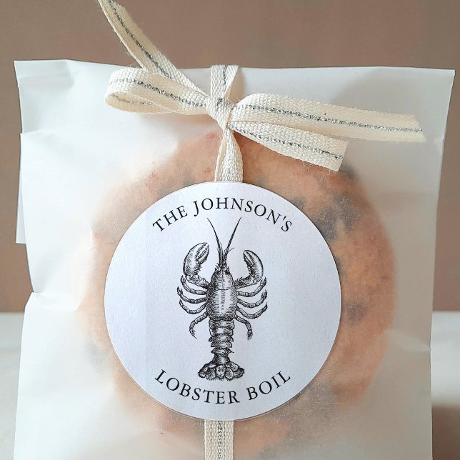 Adesivo Branco de Evento de Assar de Lagosta Personalizado (Criador carregado)