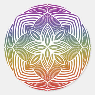 Adesivo branco de Mandala no arco-íris