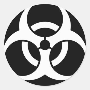 Adesivo branco do biohazard no preto
