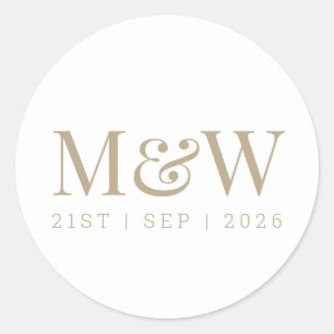 Adesivo Branco Dourado Monograma de Noiva Moderna