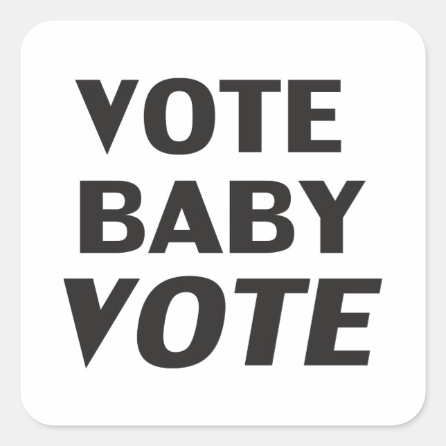 adesivo branco e preto "vote baby vote" (Frente)