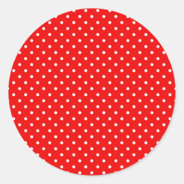 Adesivo Branco e Vermelho Retro Brilhante com Bolinhas