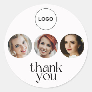 Adesivo Branco Elegante Logotipo MUA 3 Fotos Obrigado