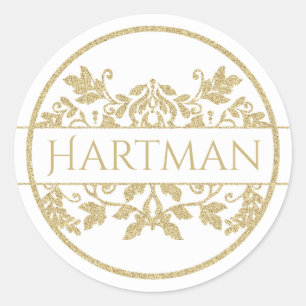 Adesivo Branco floral do emblema do damasco da videira