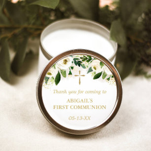 Adesivo Branco Floral Dourado Cruz Religiosa