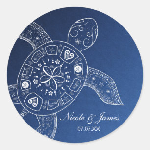 Adesivo Branco havaiano da tartaruga de mar no casamento