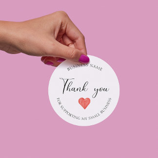 Adesivo Branco Minimizado Obrigado Negócios Personalizados