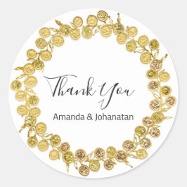 Adesivo Branco Negro Obrigado Ouro Monograma