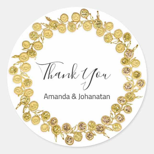 Adesivo Branco Negro Obrigado Ouro Monograma (Frente)