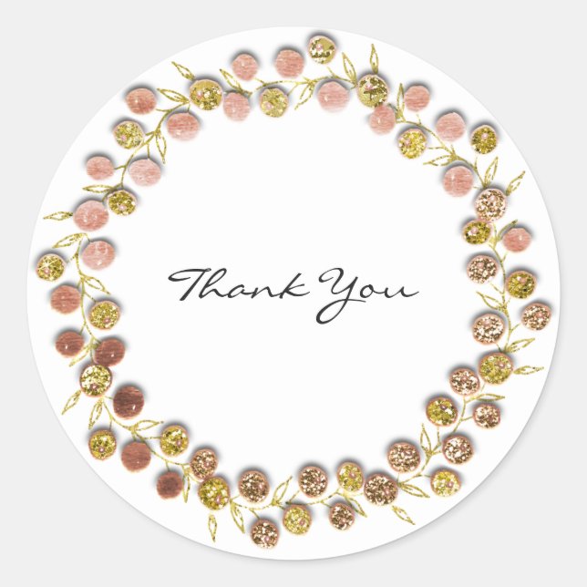 Adesivo Branco Negro Obrigado Ouro Monograma Rosa (Frente)