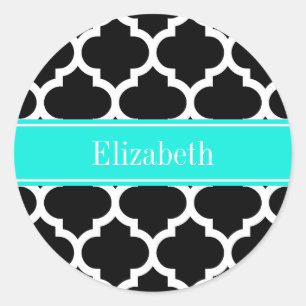 Adesivo Branco preto marroquino #5 Brt Nome Aqua Monograma