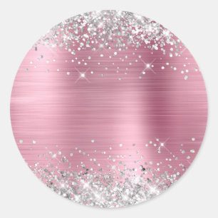 Adesivo Branco Rosa Claro Metálico com Brilho Prateado