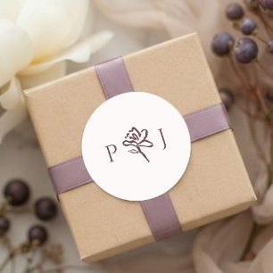 Adesivo Branco Rosado & Borgonha Casamento Floral Elegan