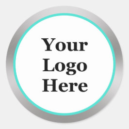 Adesivo Branco Turquesa e prenda seu logotipo aqui Modelo