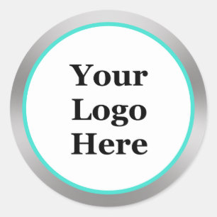 Adesivo Branco Turquesa e prenda seu logotipo aqui Modelo
