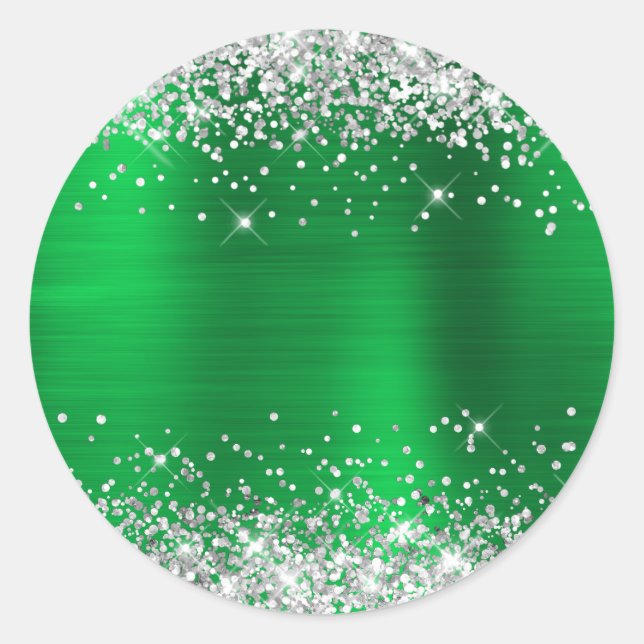 Adesivo Branco Verde Metálico com Brilho Prateado (Frente)