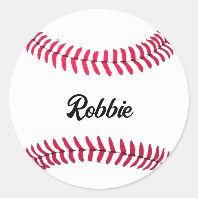 Adesivo Branco vermelho de baseball personalizado (Frente)