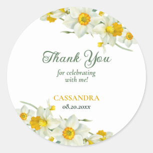 Adesivo Brancos Amarelos Daffodil Rustic Aniversário Flora