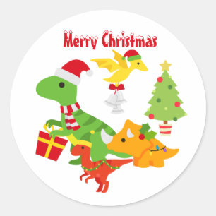 Adesivo Brancos Brancos de Dinossauro Feliz de Natal