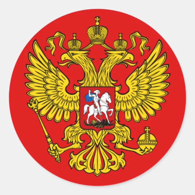 Adesivo Quadrado Rússia Bandeira Emblem Federação Russa