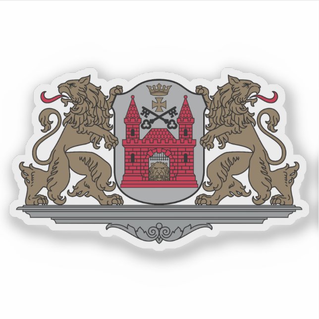 Adesivo Brasão de armas da cidade de Riga, Letônia (Frente)