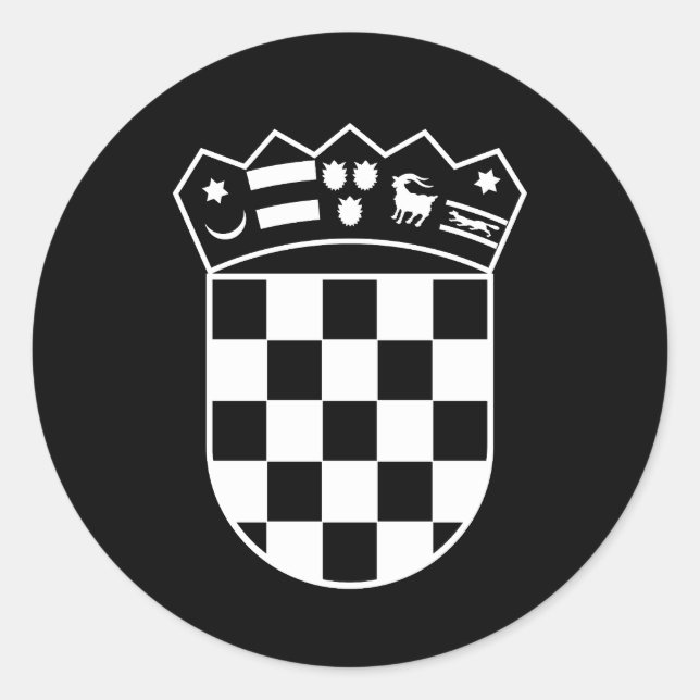 Adesivo Brasão de armas da Croácia, simples, tabuleiro de  (Frente)