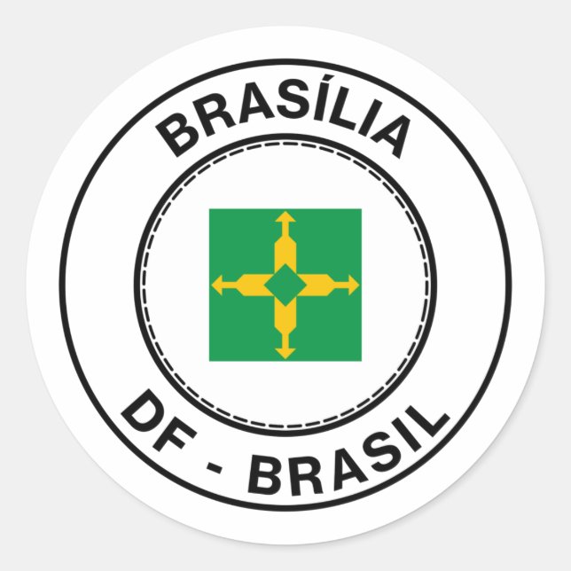 Adesivo Brasil Brasilia Distrito Federal DF Bandeira Stamp (Frente)