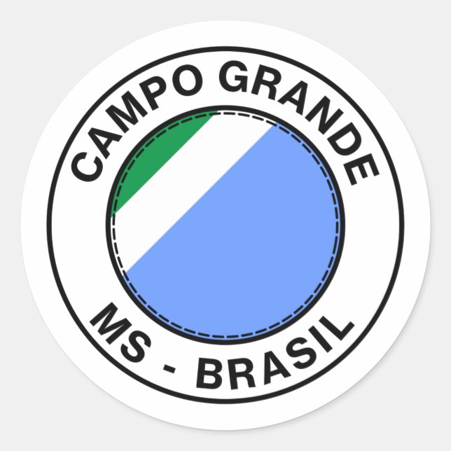 Adesivo Brasil Campo Grande Mato Grosso do Sul Bandeira (Frente)