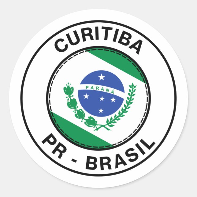 Adesivo Brasil Curitiba Parana PR Bandeira Stamp (Frente)