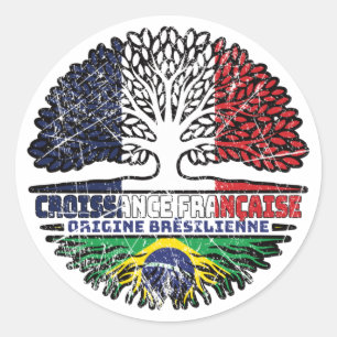 Adesivo Brasil: França, França, Árvore Bandeira