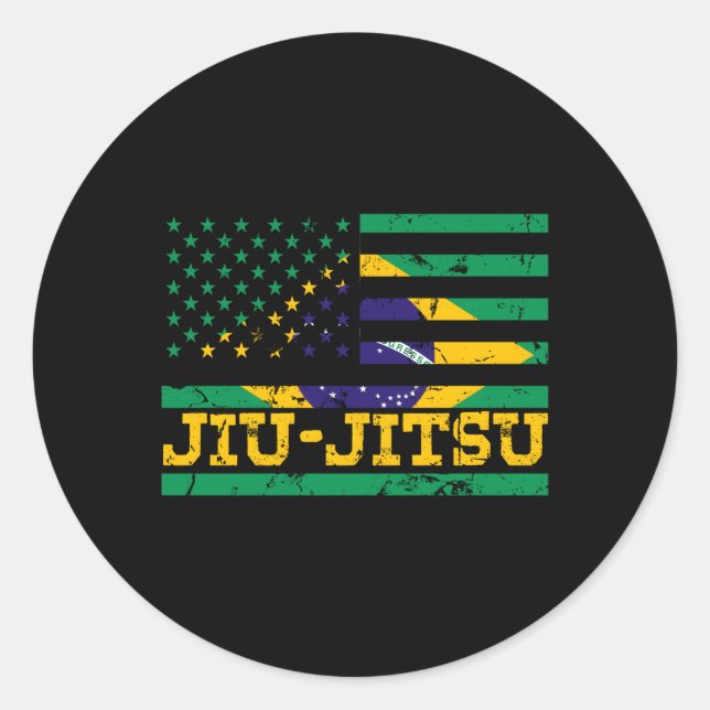 Adesivo Brasil: Jiu Jitsu American Bandeira Usos (Frente)