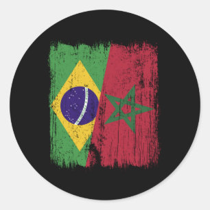 Adesivo Brasil Marrocos Meia Bandeira Brasileira Marroquin