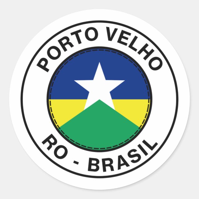 Adesivo Brasil Porto Velho Rondonia RO Bandeira Stamp (Frente)