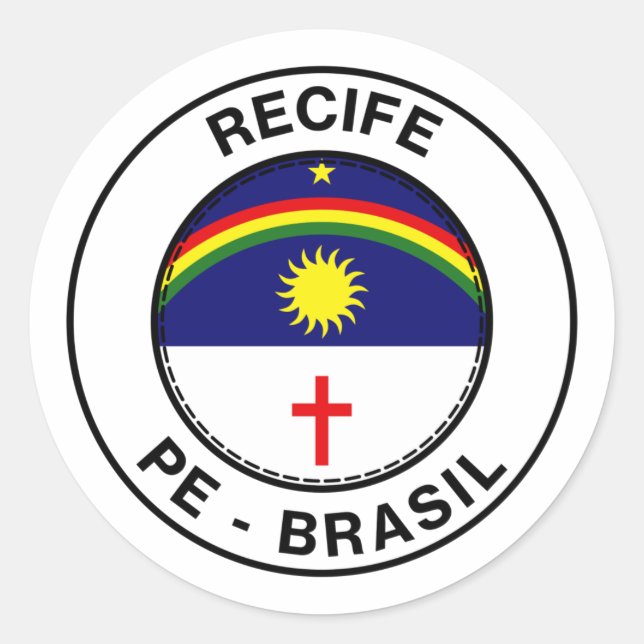 Adesivo Brasil Recife Pernambuco PE Bandeira Stamp (Frente)