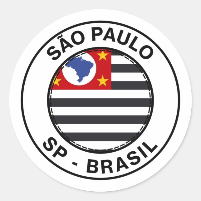 Adesivo Brasil Sao Paulo SP Bandeira Stamp (Frente)