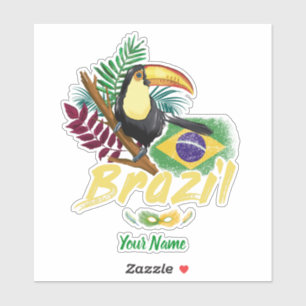 Adesivo Brasil Vintage Toucan Bandeira Samba Souvenir