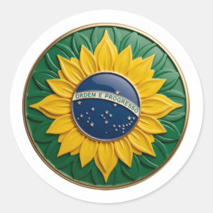 Adesivo Brazil Solar Emblem - Luxury 3D National Pride Art
