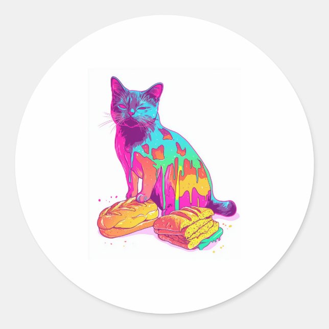 Adesivo Bread Meowfois - Memória Glitchy Funny Cat (Frente)