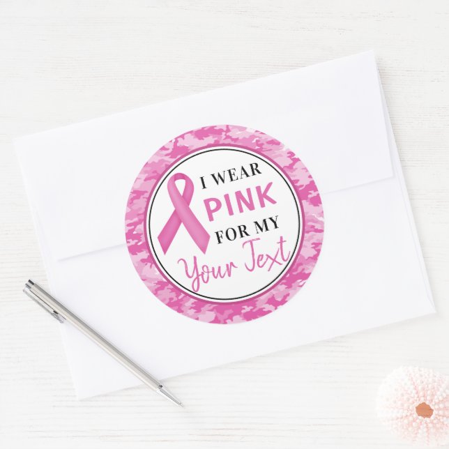 Adesivo Breast Cancer Awareness Camouflage Ribbon Design (Envelope)