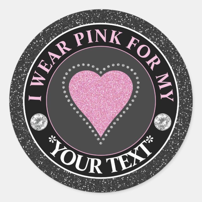 Adesivo Breast Cancer Awareness Heart I wear Pink For (Frente)