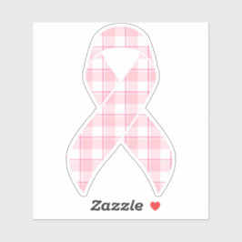 Adesivo Breast Cancer Awareness Plaid Ribbon Pink